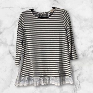 Crescent Gray And White Top